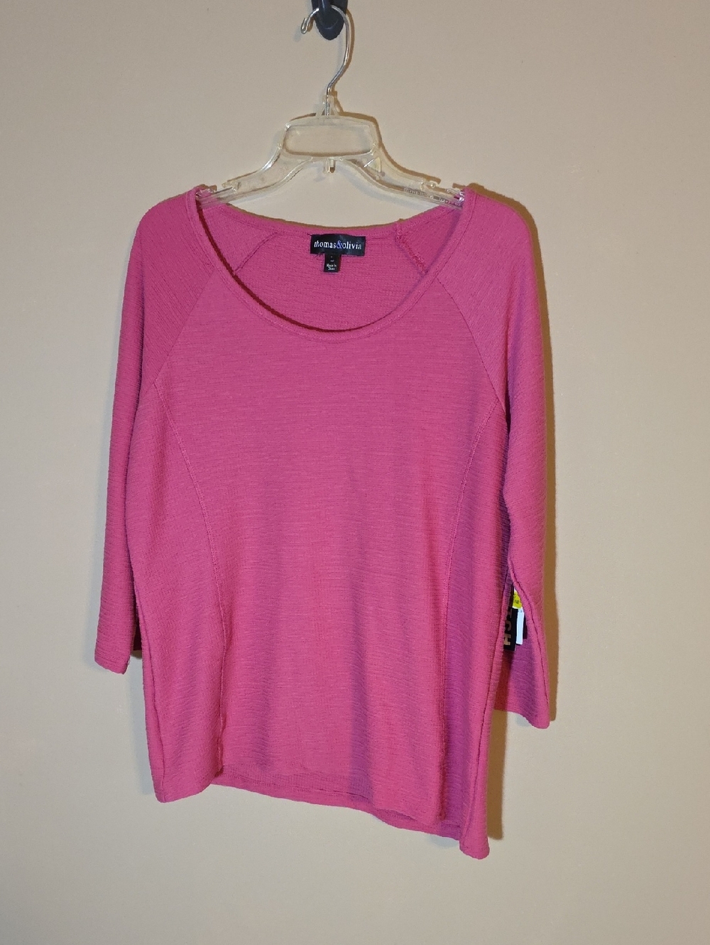 Womens NWT thomas & olivia Pink Long Sleeve Boatneck Shirt Size L